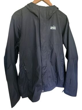 NWT Men’s Black REI Reinier Waterproof Hooded Jacket M